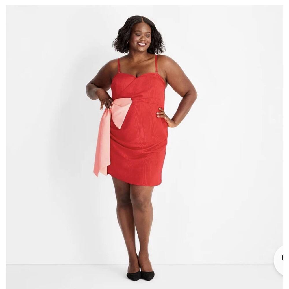 Women's Cocktail/Holiday Sweetheart Bow Mini Dress - Future Collective XXL